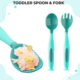 Baby Spoon and fork Set for Baby Feeding (Green)